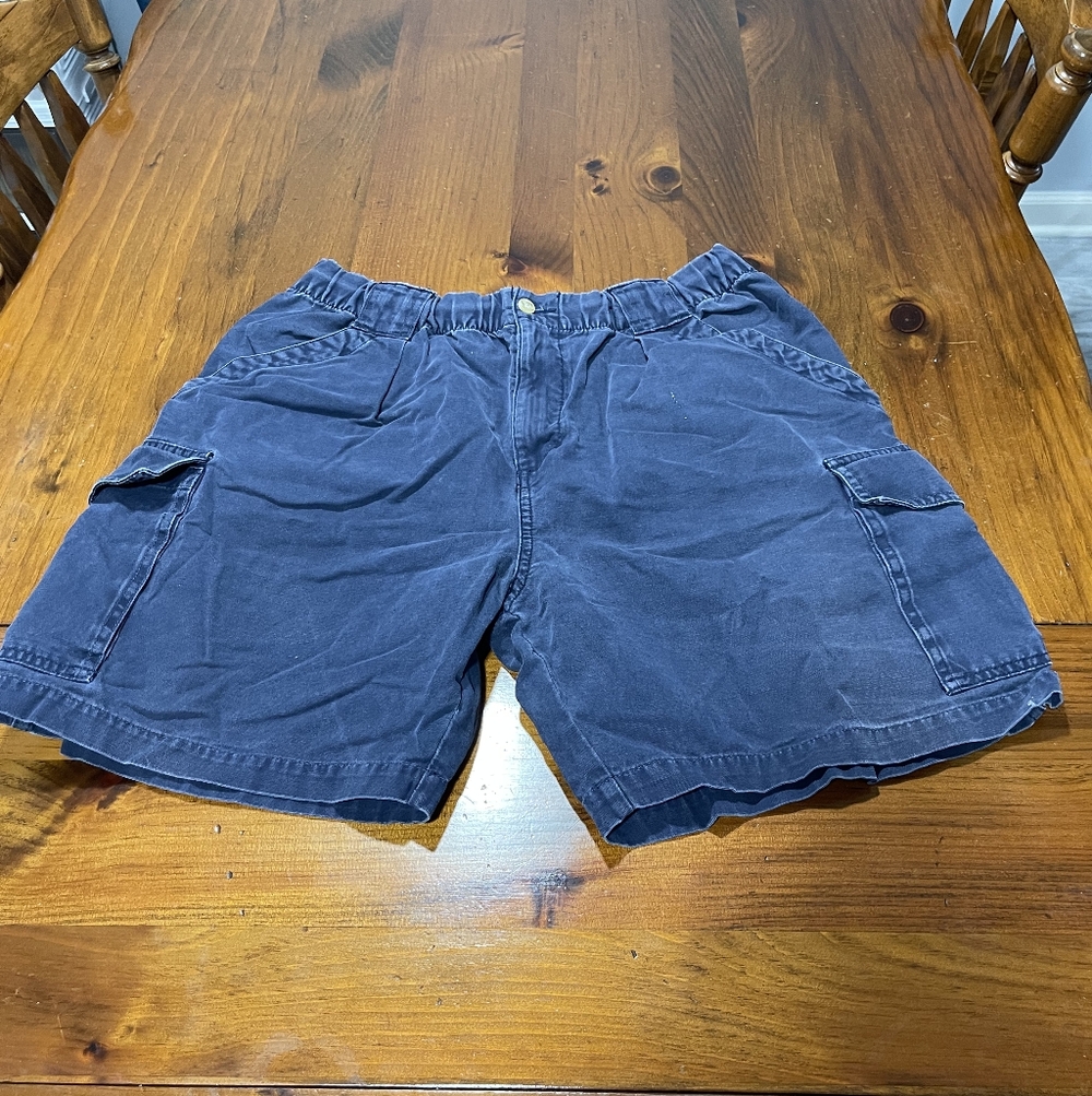 OP Sport Men's Vintage Y2k Blue Elastic Waist 100% Cotton Utility Cargo Shorts L